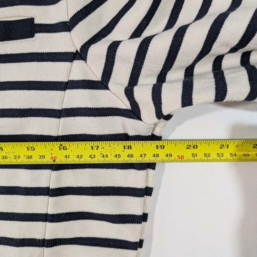 Saint James Atelier Navy Off White Striped Cardigan Zip Up Cotton Zip Up Size 12 - Picture 10 of 15